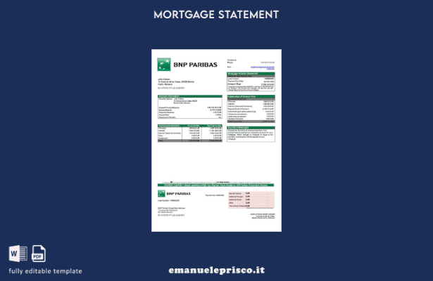 stile verificato Monaco BNP Paribas Private Bank Monaco estratto conto mutuo Mod